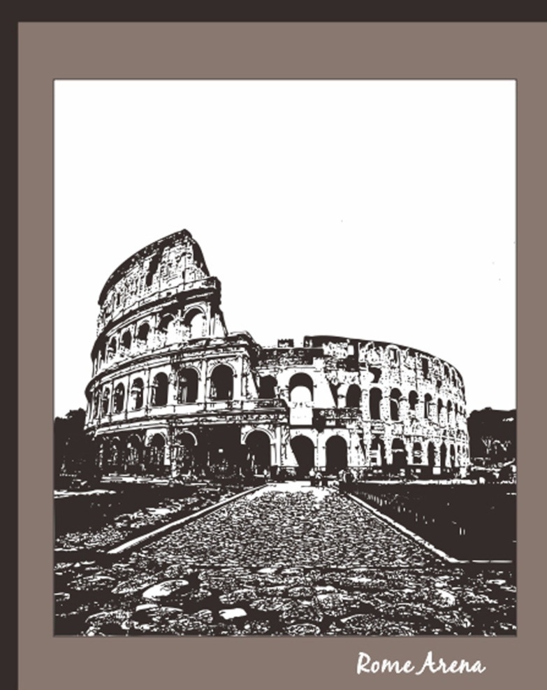 罗马竞技场 装饰墙照片 剪影 矢量图 剪纸 标志图标 公共标识标志