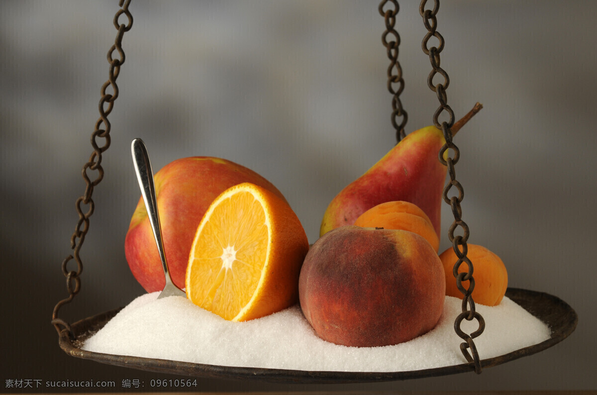 白砂糖 新鲜 水果 新鲜水果 水果摄影 果实 橙子 梨子 水蜜桃 桃子 水果图片 餐饮美食