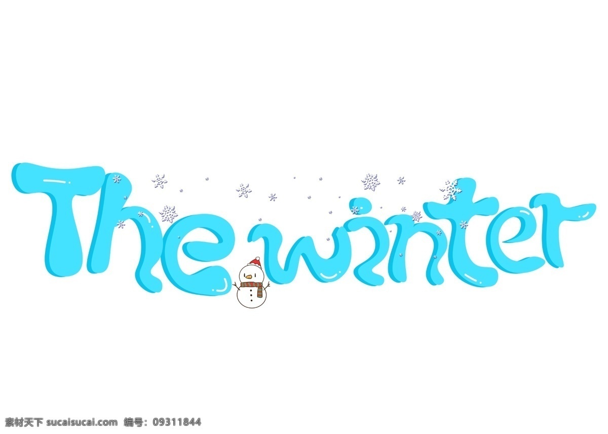 winter 蓝色 卡通 创意 艺术字设计 the 艺术 字