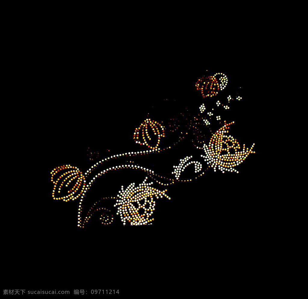 烫钻 植物图案 花 花朵 免费素材 面料图库 服装图案 黑色