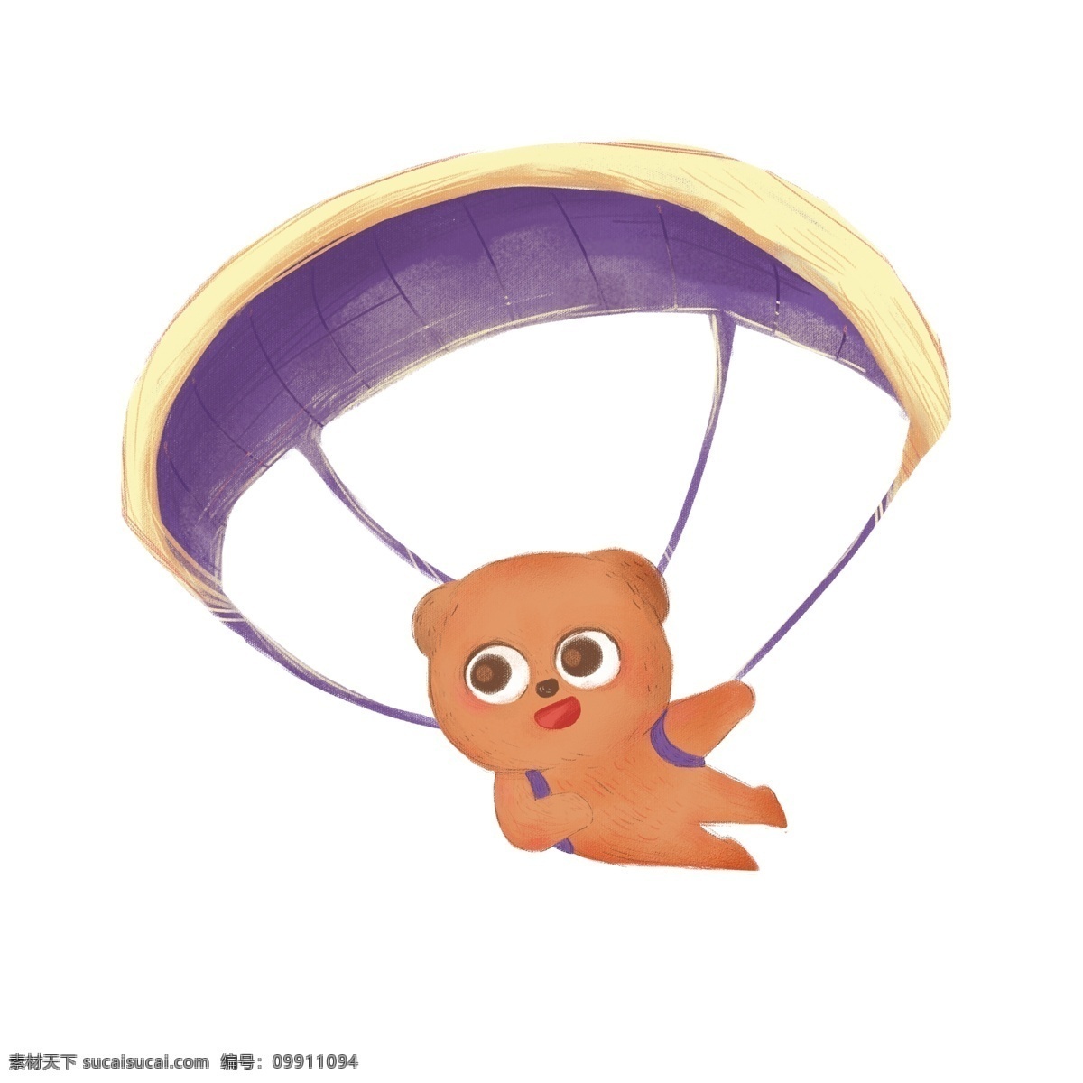 卡通 可爱 乘坐 降落伞 小 熊 创意 插画 小熊