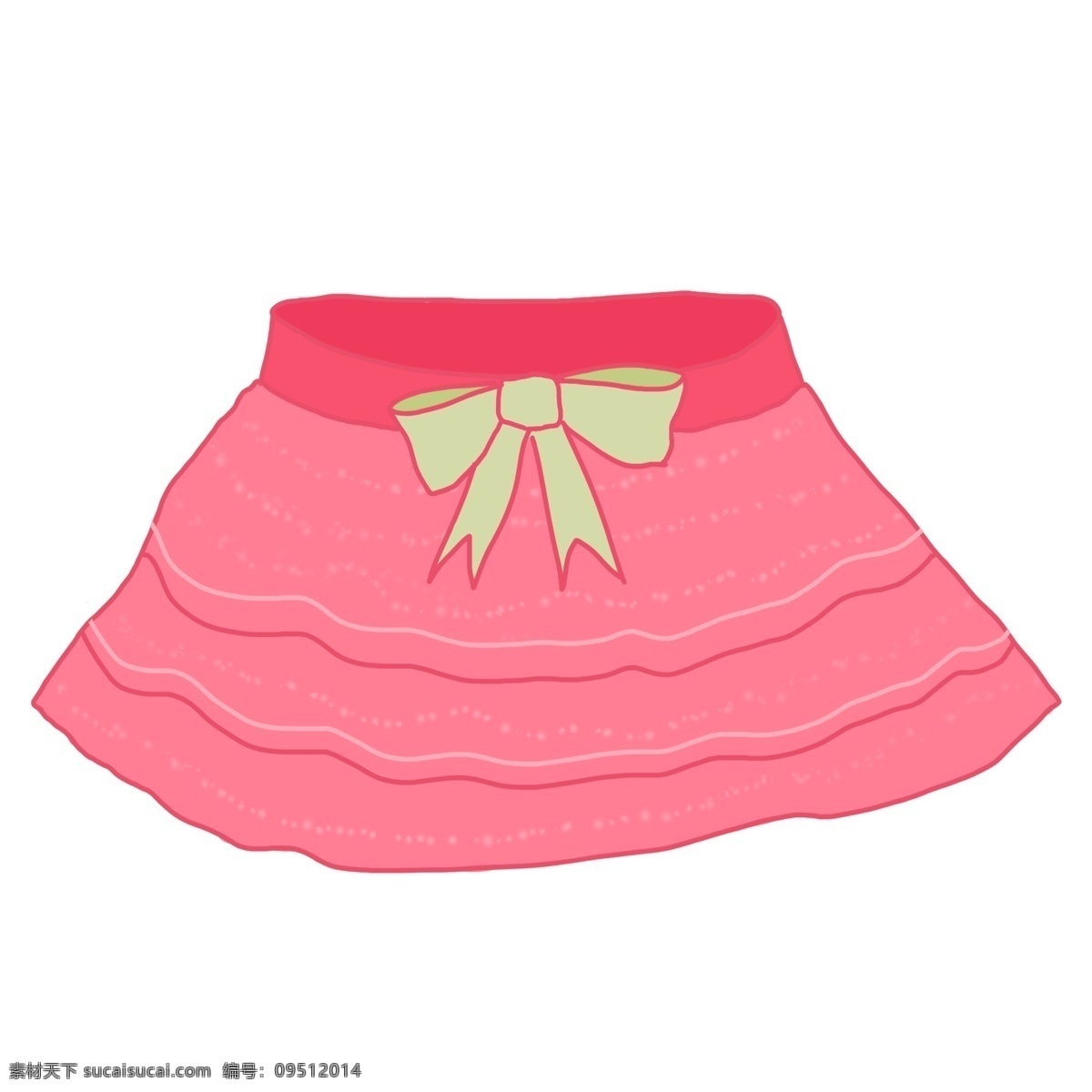 可爱 粉红色 裙子 插画 粉红色裙子 儿童裙子 女孩裙子 粉色裙子 半身裙子 蝴蝶结装饰 粉色印花裙子