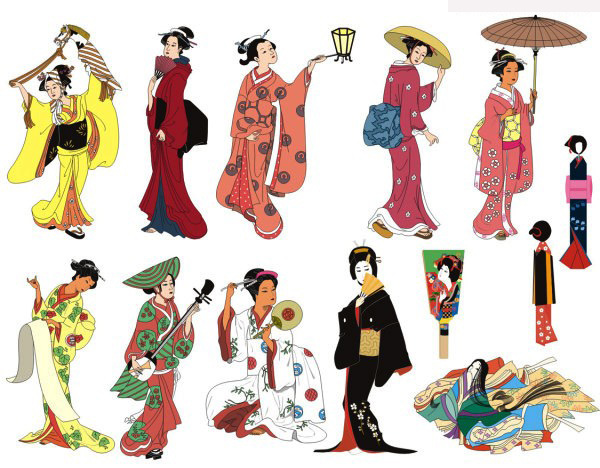 格式 日本 和服 女人 矢量 矢量人物 女性 日本女人 日本风情 矢量图 白色
