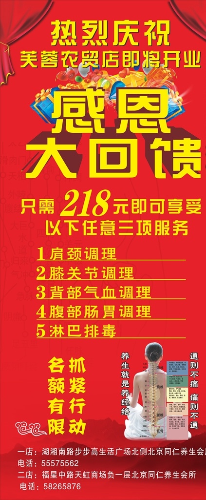 中医养生 开业 展架 养生开业展架 养生活动展架 感恩回馈 五行养生