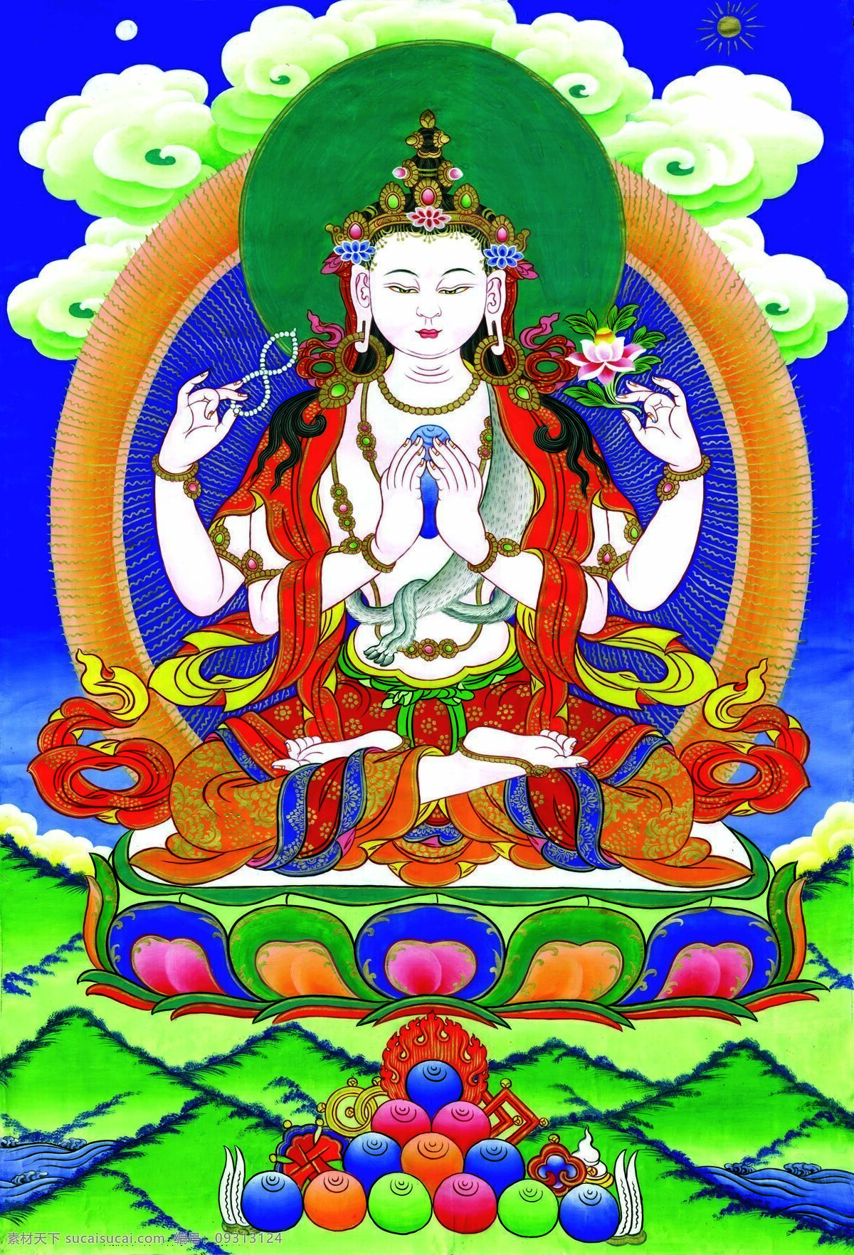唐卡 佛教 藏传佛教 佛 宗教 宗教信仰 菩萨 西藏 民族 工艺 花纹 观音 绘画 艺术 绘画书法 文化艺术