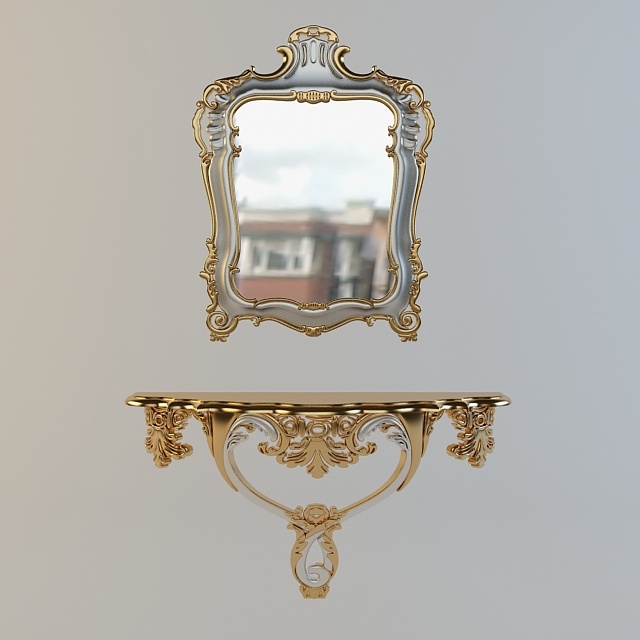 豪华的镜子 console fanfani andrea 家居室内 镜子 梳妆台 mirror 3d模型素材 家具模型