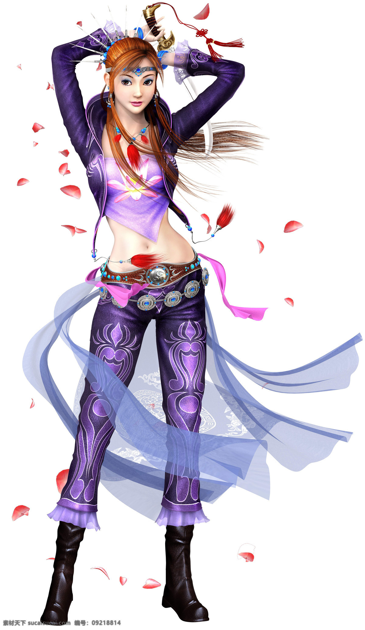 宝剑 长发 动漫动画 动漫女孩 动漫人物 肚兜 花瓣 花纹 动漫 女孩 设计素材 模板下载 游戏人物 美女 飘带 头饰 项链 珠宝 靴子 psd源文件