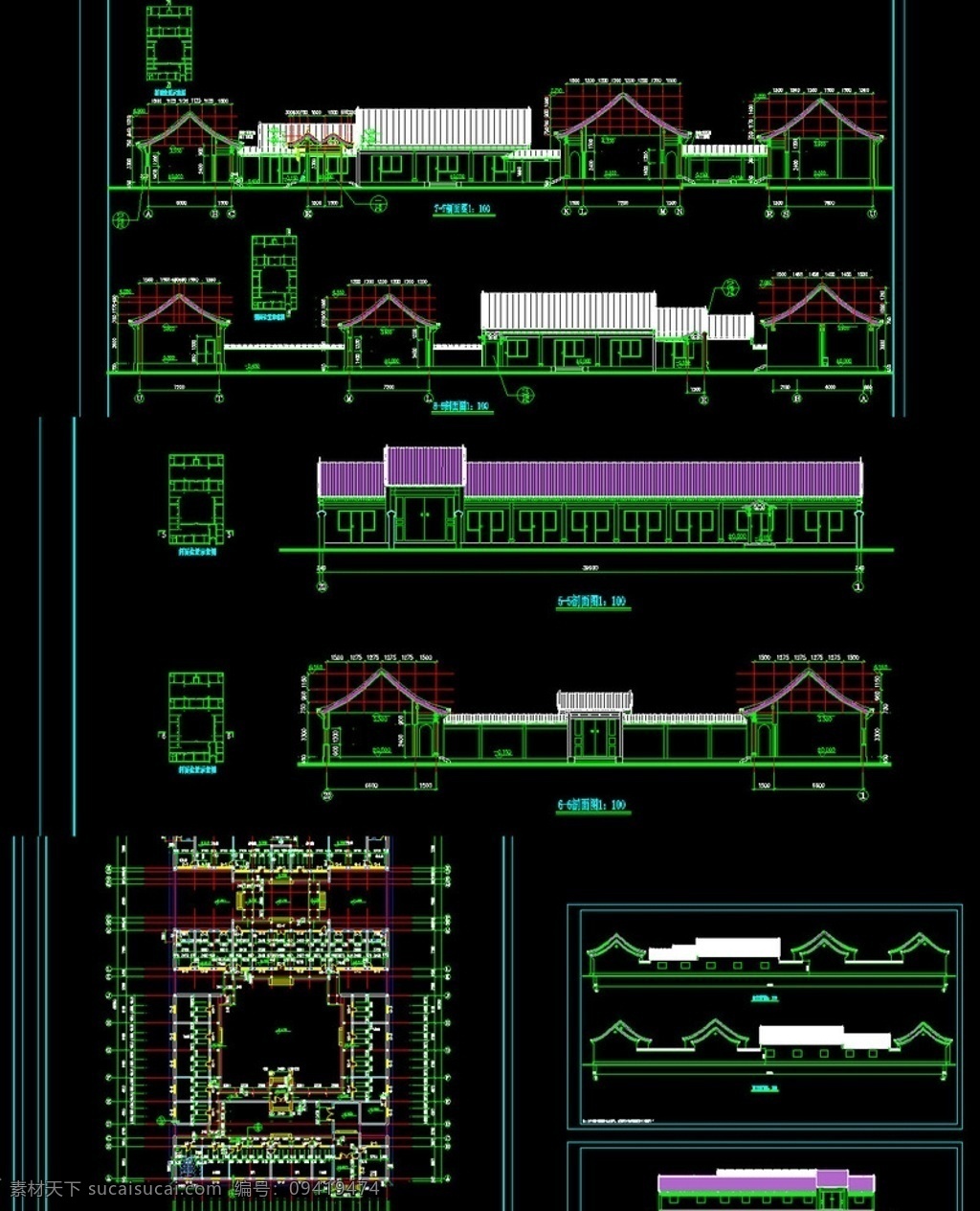 四合院详图 古建筑cad 古建cad cad施工图 古建筑图纸 中式建筑设计 环境设计 施工图纸 dwg