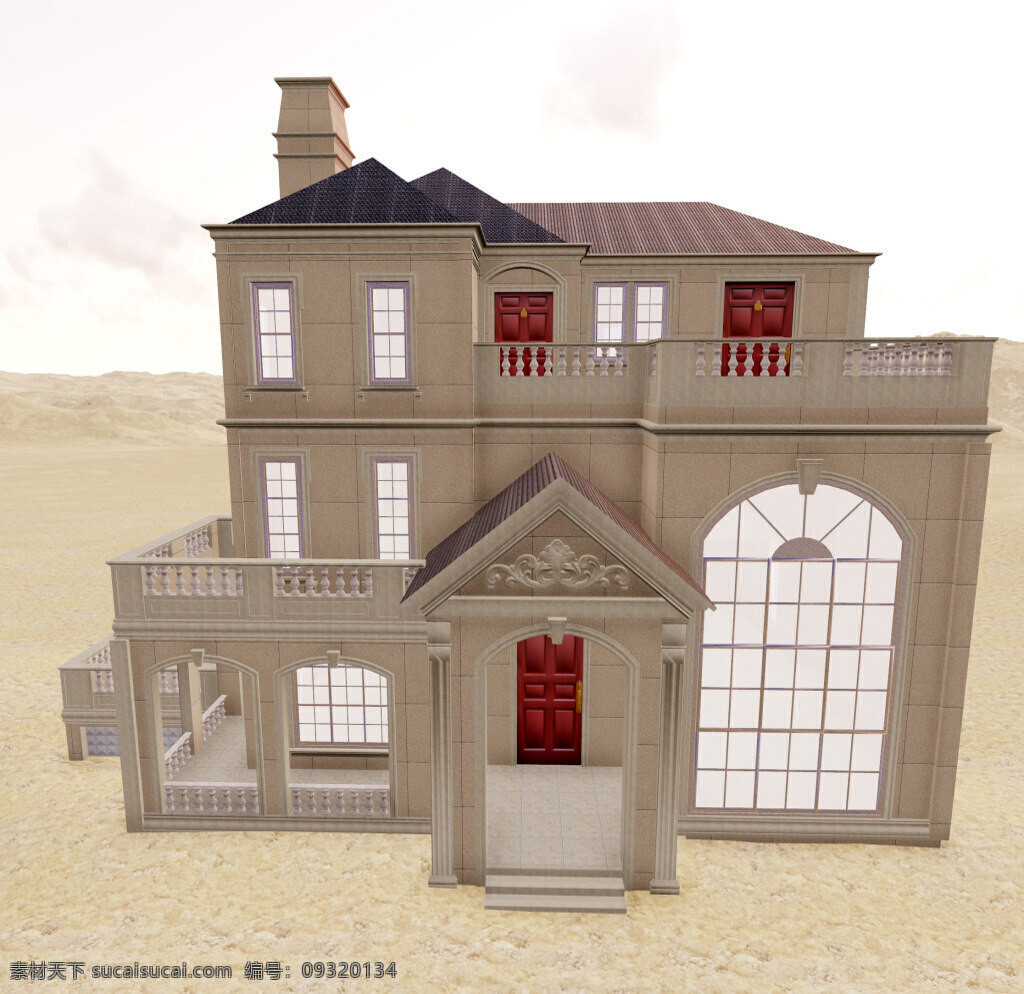 别墅模型 3d模型 别墅 欧式建筑 现代别墅 住宅 skp 建筑 度假屋 别墅3d 庭院 朴素别墅 现代欧式别墅