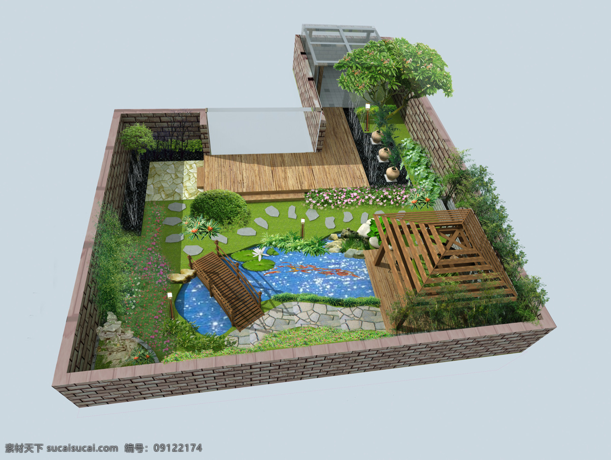 庭院 方案 环境设计 景观 景观设计 水景 庭院设计 效果图 家居装饰素材