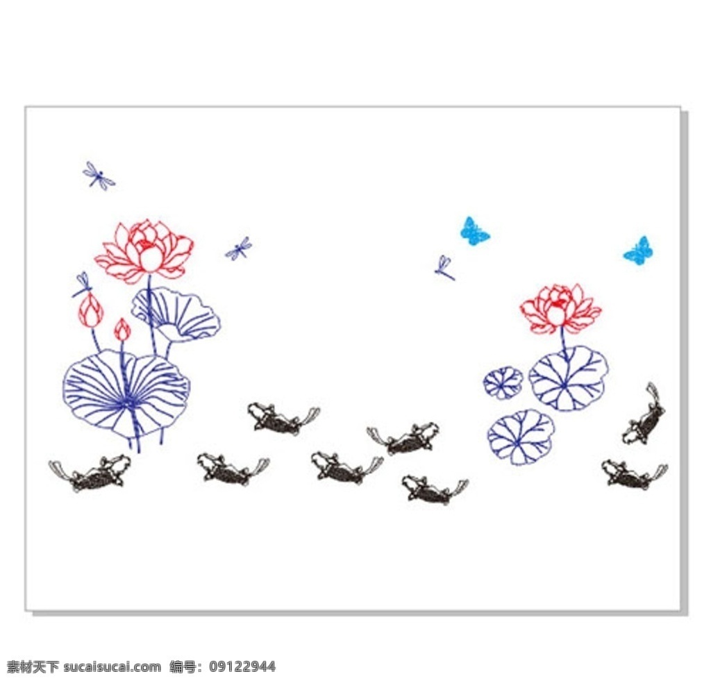 原创 荷花 鱼 蜻蜓 蝴蝶 矢量图 蝴蝶矢量图 coreldraw 自然景观