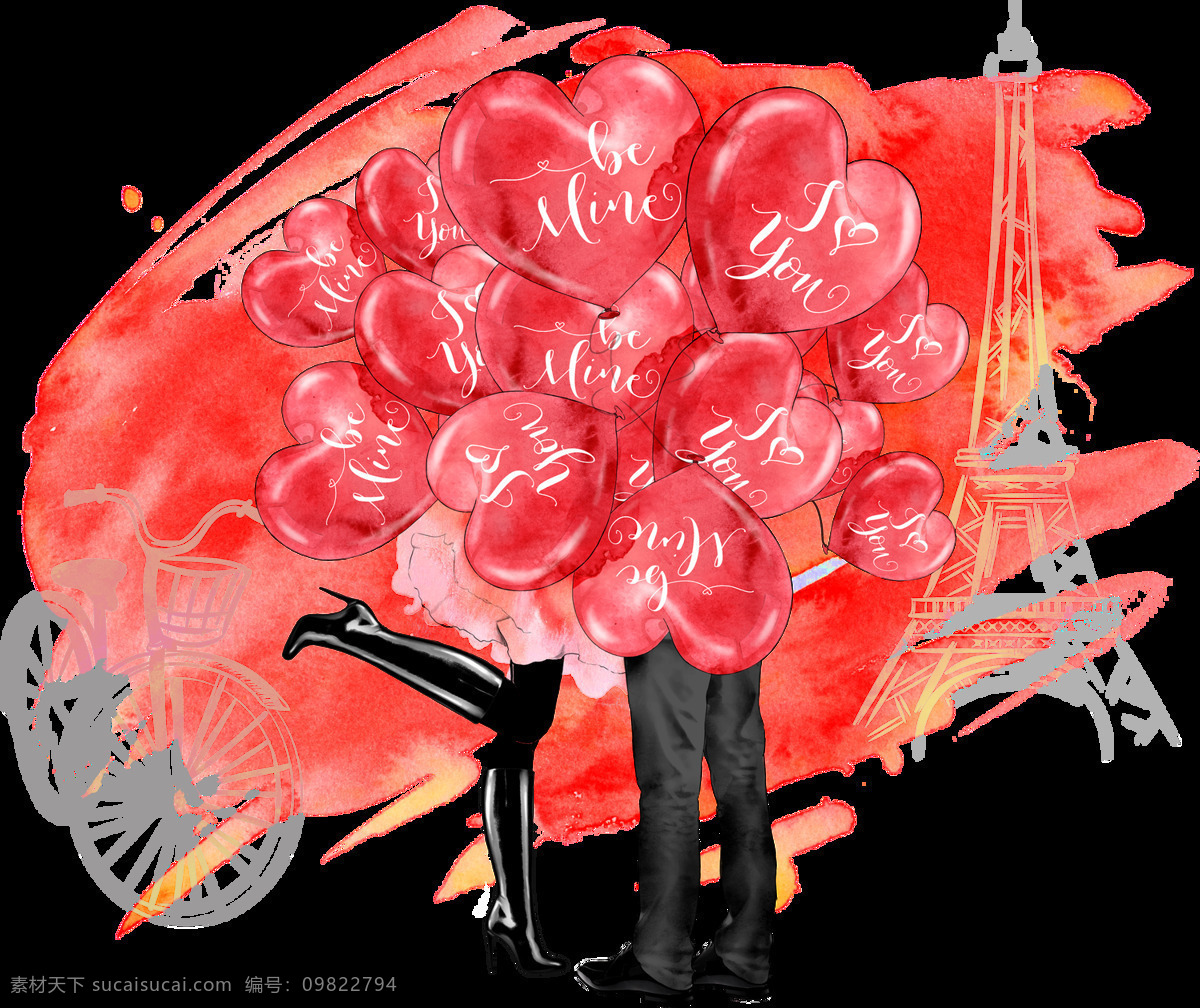 手绘 浪漫 气球 透明 合集 免 扣 埃菲尔铁塔 爱心 白色 插画 粉色 黑色 红色 卡通 手账素材 淘宝