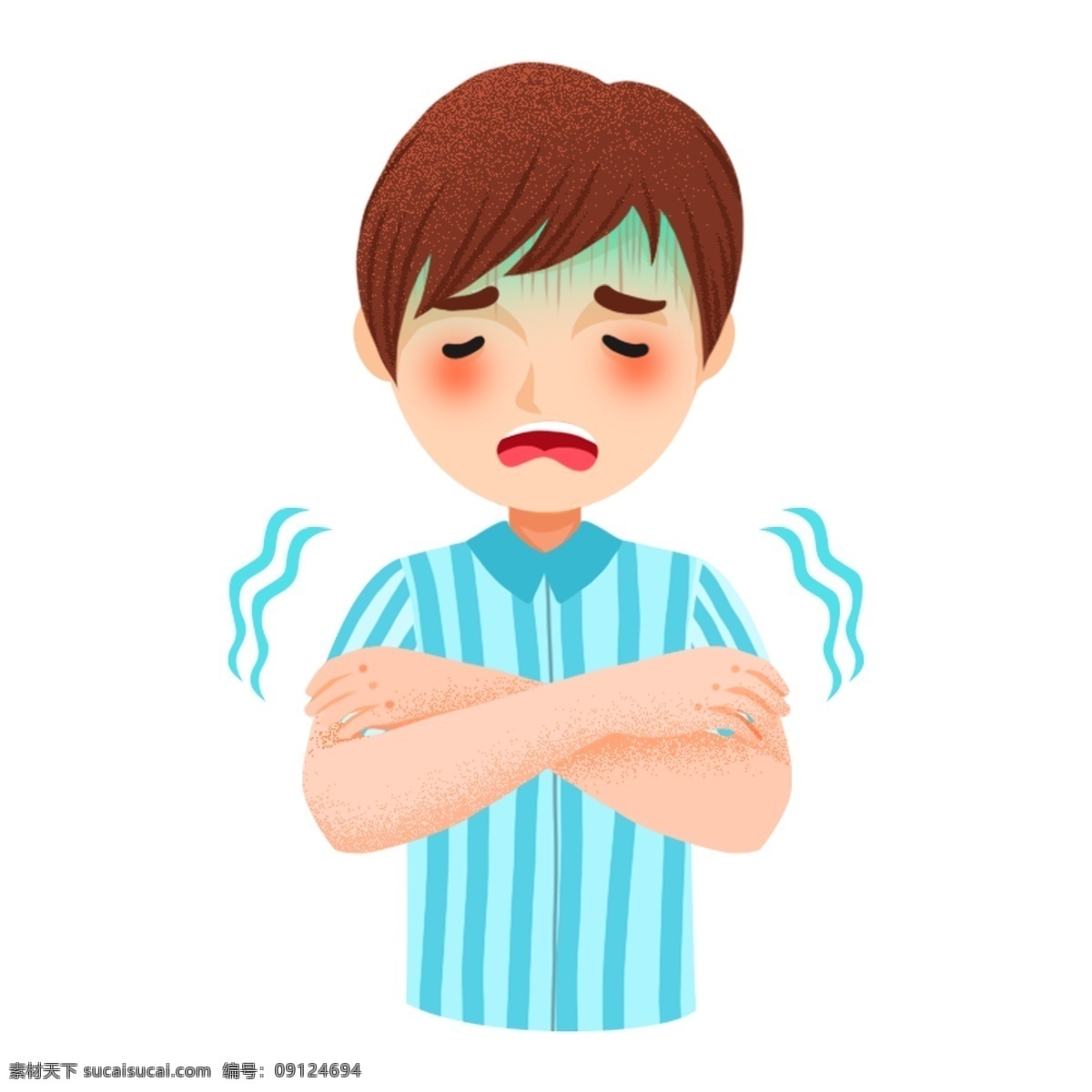 卡通 感冒 小 男孩 少年 男子 人物插画 精致人物 手绘元素 感冒小男孩