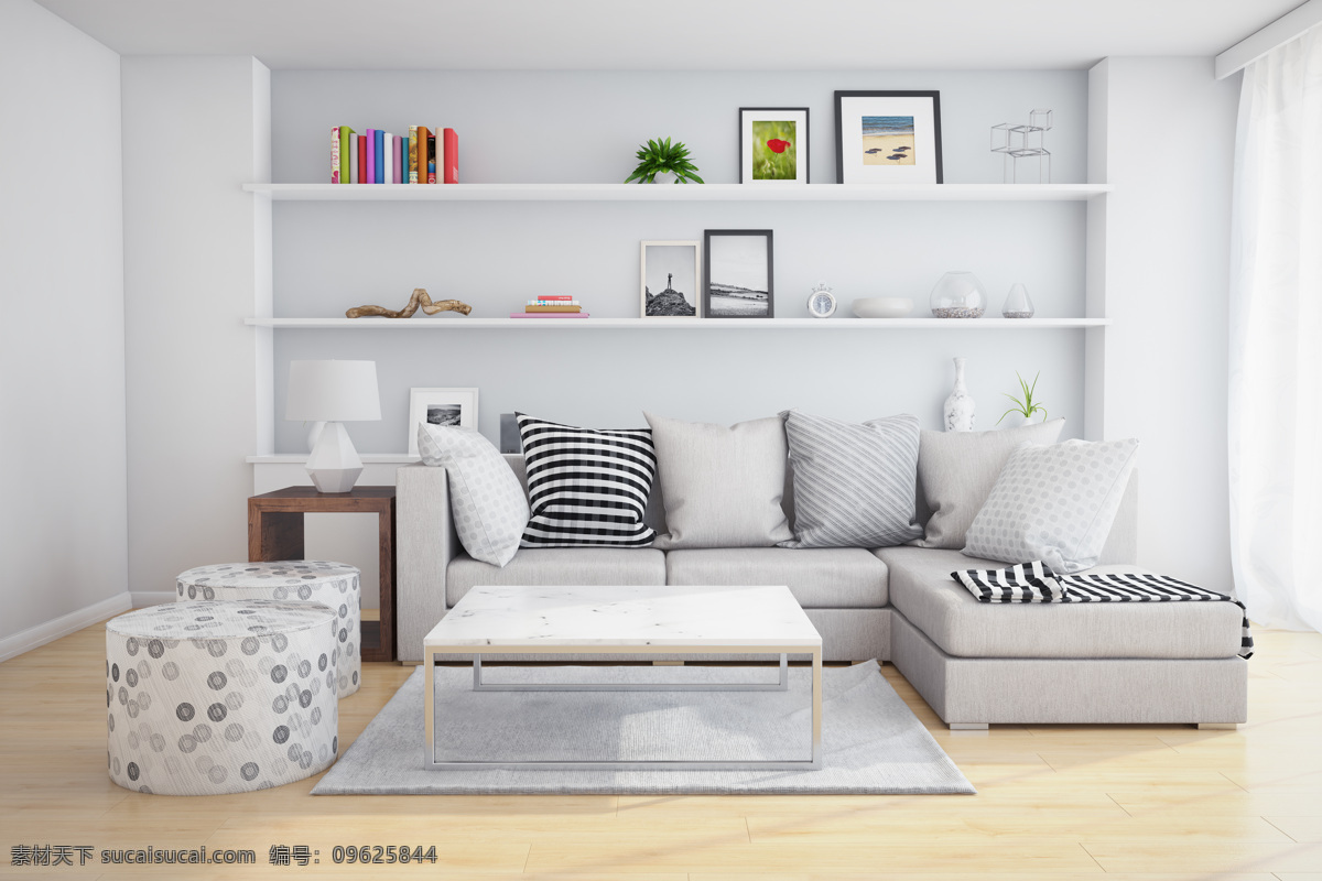 客厅 唯美 家居 家具 欧式 简洁 简约 浪漫 长沙发 白色系 木地板 环境设计 室内设计
