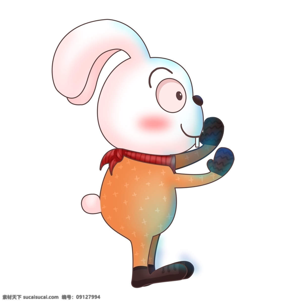 兔子 侧身 手绘 插画 衣服 白兔 小动物 动物 萌宠 宠物 小白兔 小兔子 橘色