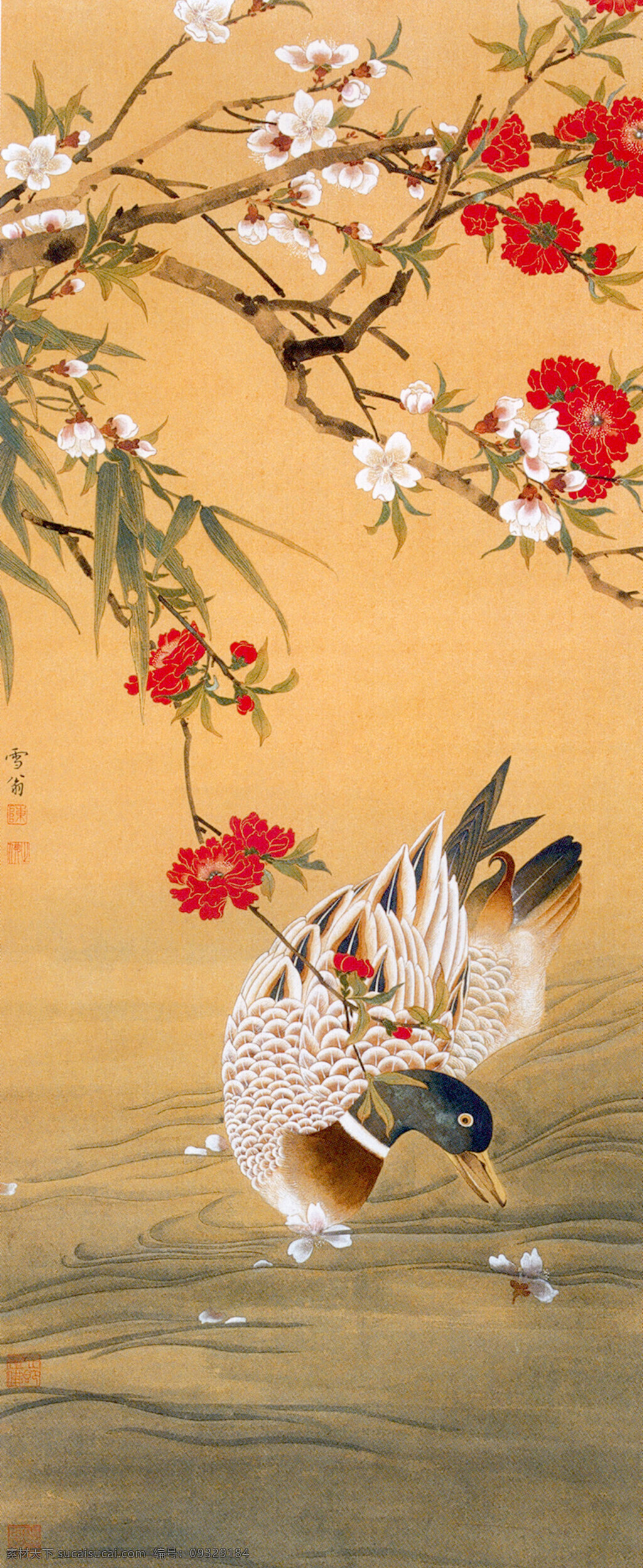 鱼水 花鸟画 文化 艺术 中国风 植物 鲜花 鸟 伶俐 水墨画 鸳鸯 书画文字 文化艺术