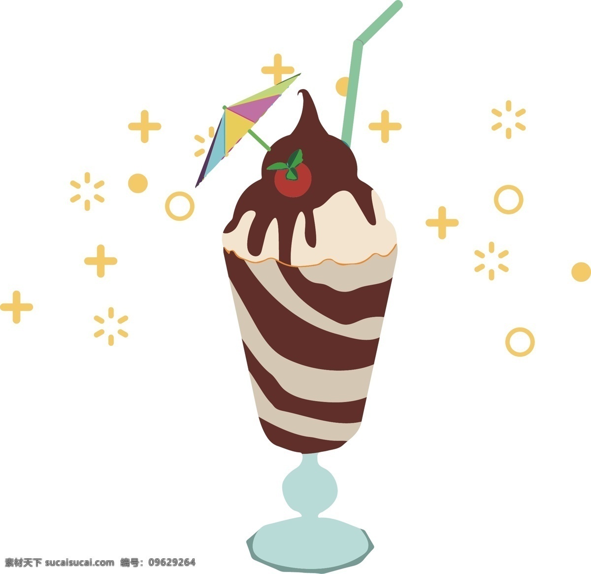 夏日 食物 冰淇淋 图形 元素 巧克力 奶油 甜饮 凉爽