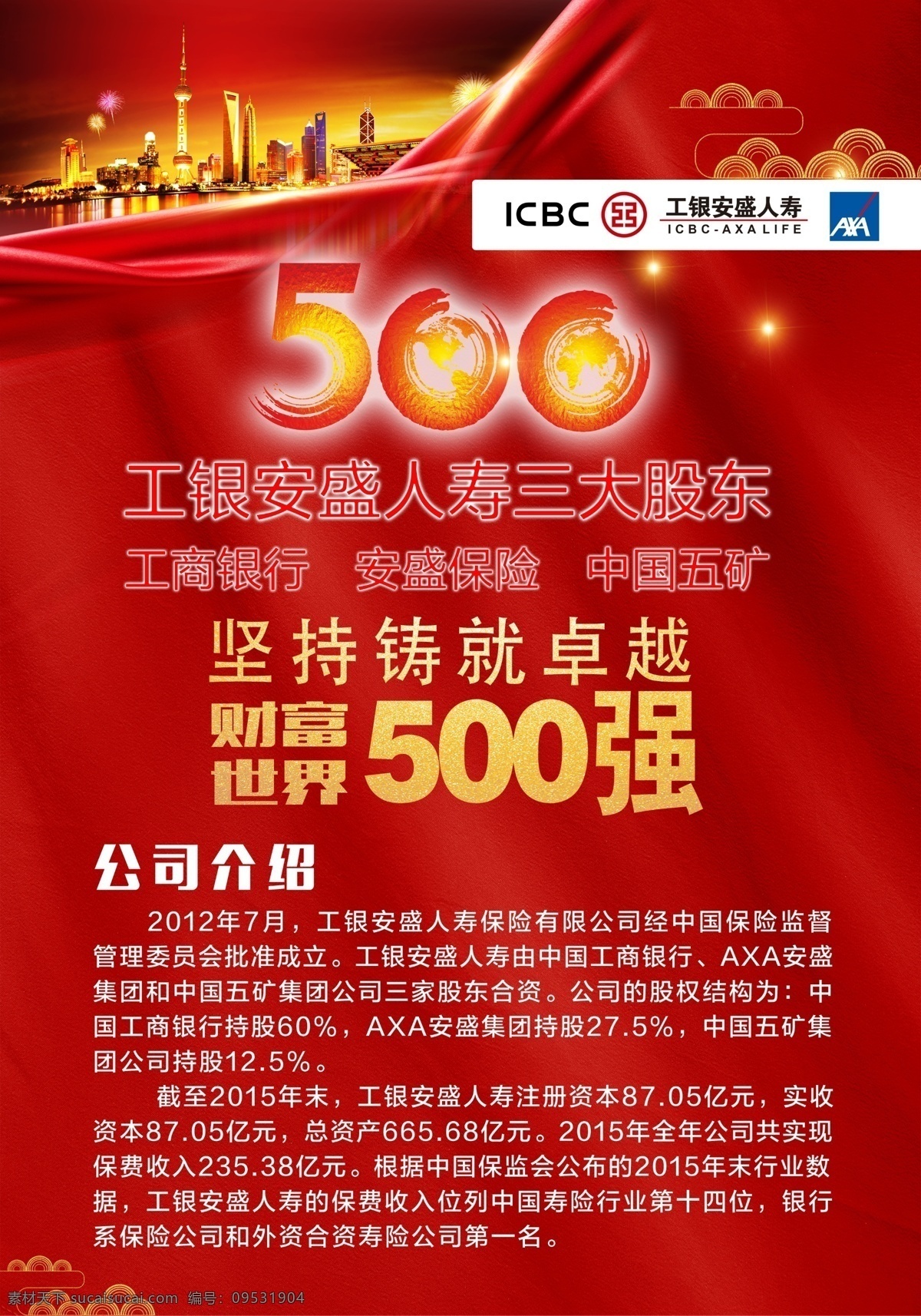 工 银 安盛 人寿保险 公司简介 工银安盛简介 500强 工银安盛股东 中国五矿 分层