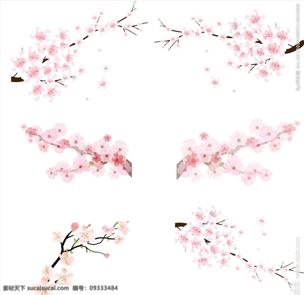 桃花枝 桃花 粉色桃花 浪漫桃花 枝头 手绘 粉色 清新 漫画 惊蛰 节气 底纹边框 条纹线条