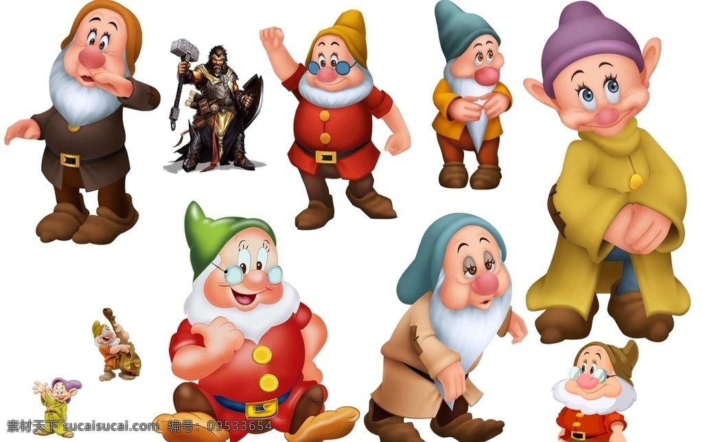 png素材 透明素材 卡通人物 白雪公主 七个小矮人 霍比特人 小矮人 矮人族 童话 童话故事 爱斯基摩人 分层