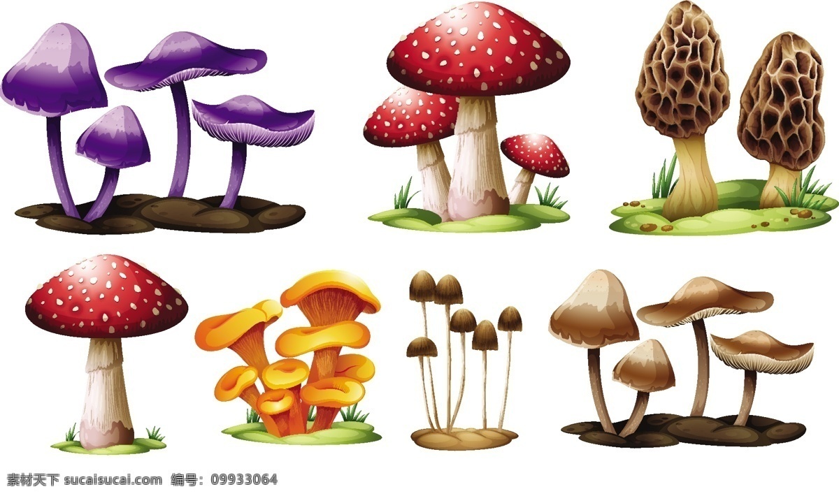 蘑菇 卡通蘑菇 黄色蘑菇 蘑菇伞 食用菌 童话故事 矢量蘑菇