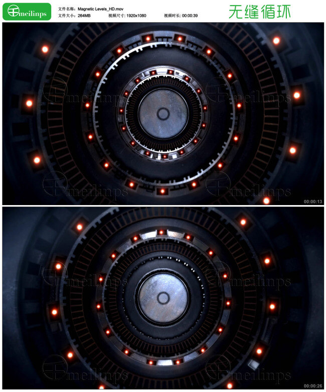 旋转 环形 金属 隧道 循环 视频 hd 无缝循环 led 背景 圆形 质感 工业 背景素材 循环素材 vj mov 黑色