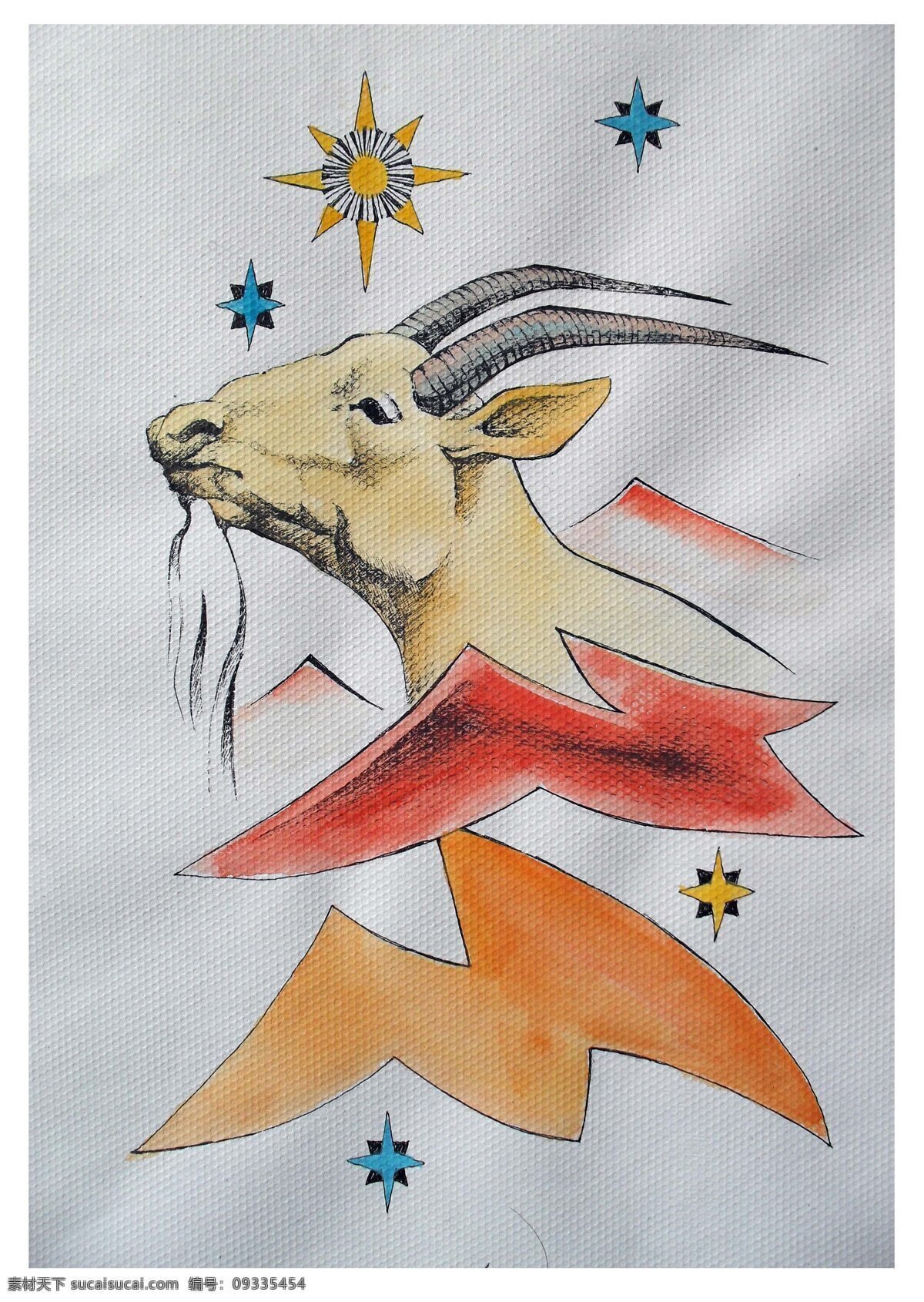 白羊座 星座 插画设计 十二生肖 抽象绘画 文化艺术