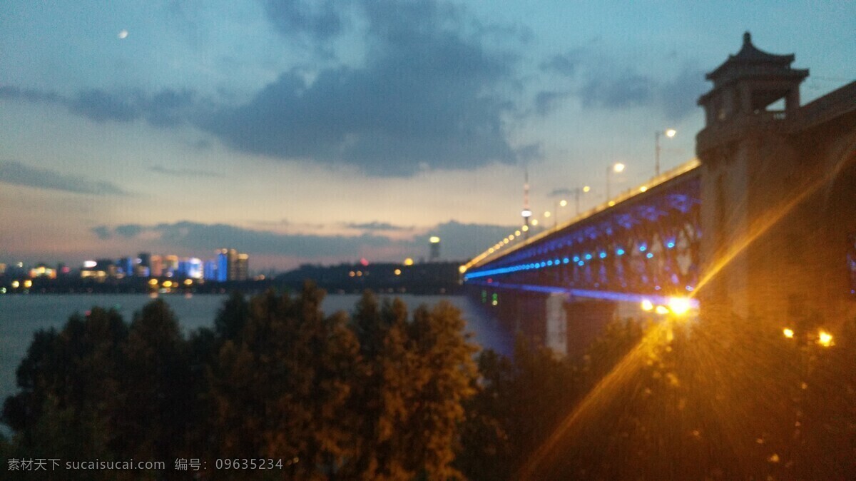 武汉长江大桥 江景 武汉 长江 大桥 夜景 旅游摄影 国内旅游