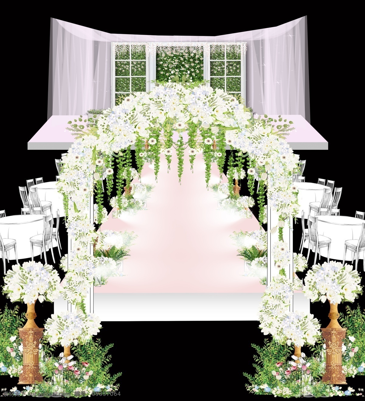白绿色小清新 婚礼方案 婚礼效果图 婚礼设计 小清新婚礼 婚礼场景 分层