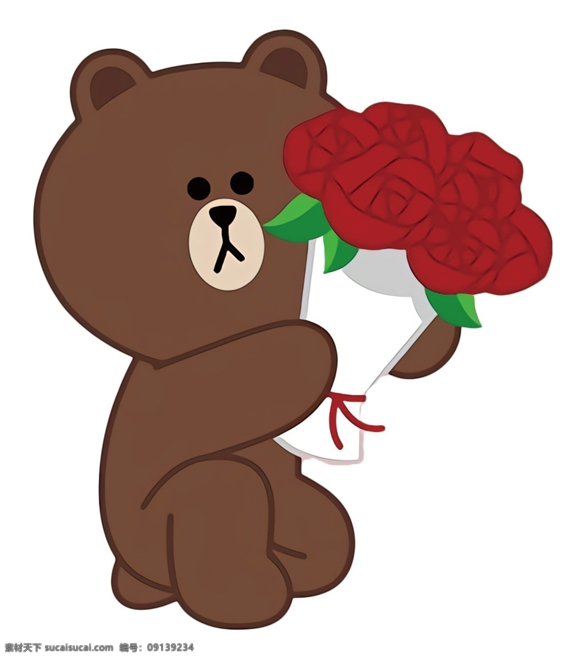 布朗熊 献花 七夕 情人节 可爱 清晰 卡通设计