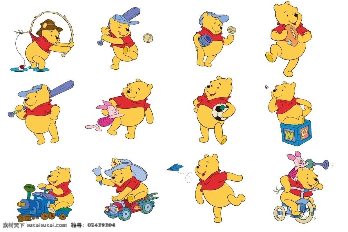 维尼熊 卡通 动漫 骑单车 玩耍 表情集
