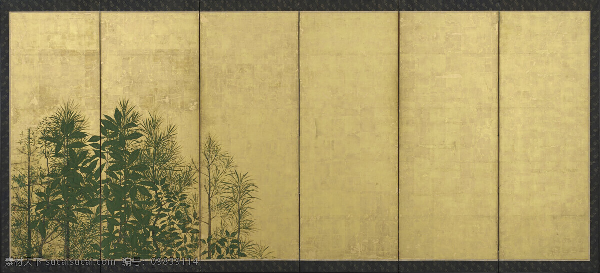 树木免费下载 版画 草丛 插画 绘画书法 树木 文化艺术 金锡箔 插画集