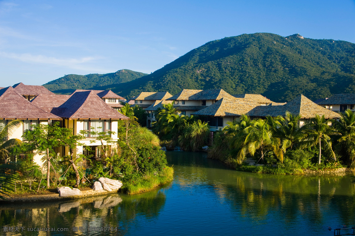 风景别墅 天空 蓝天白云 度假 风景 美景 自然景观 自然风景 旅游摄影 旅游 黑色