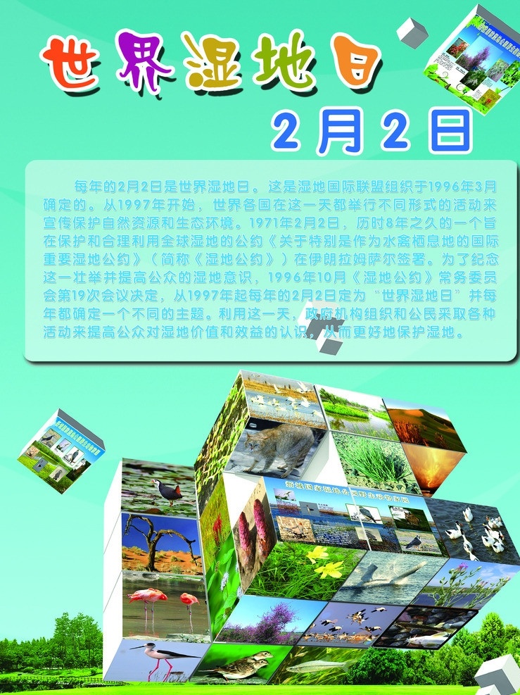 世界 湿地 日 展板 湿地保护 内容 宣传 背景 湿地风景 展板模板 广告设计模板 源文件