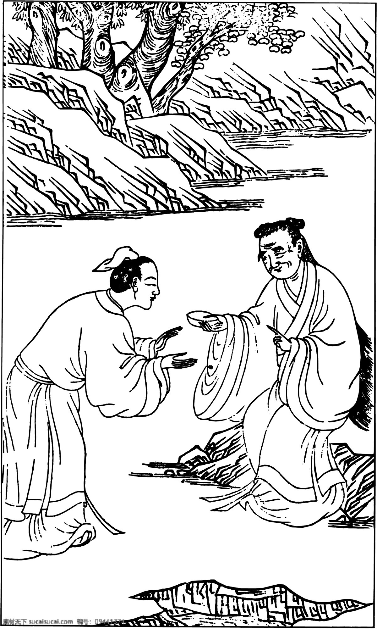 古板 画 佛教 观音 和尚 画家 诗人 古板画 佛教人士 矢量图 矢量人物