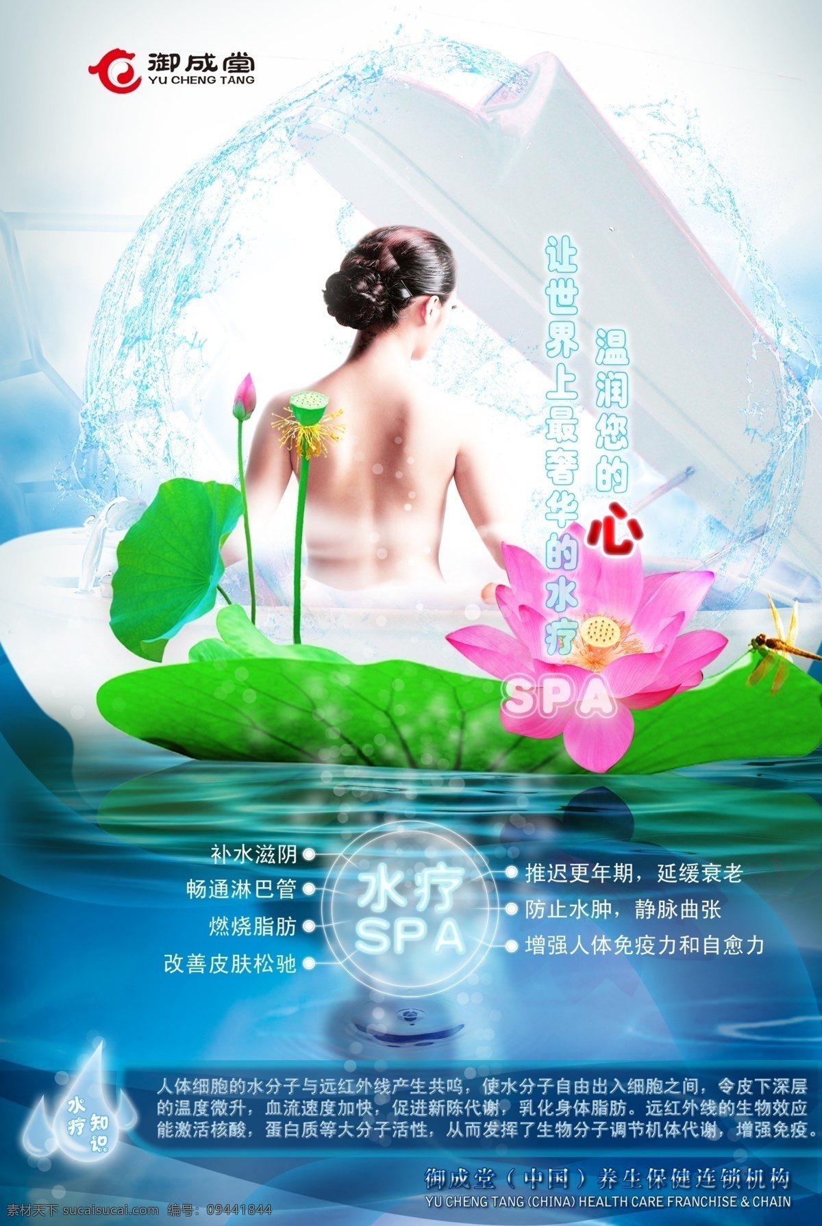 水疗spa 水疗 养生保健 spa 美女 时尚 女性裸背 荷花 莲花 水元素 美容养生 保健 广告设计模板 源文件