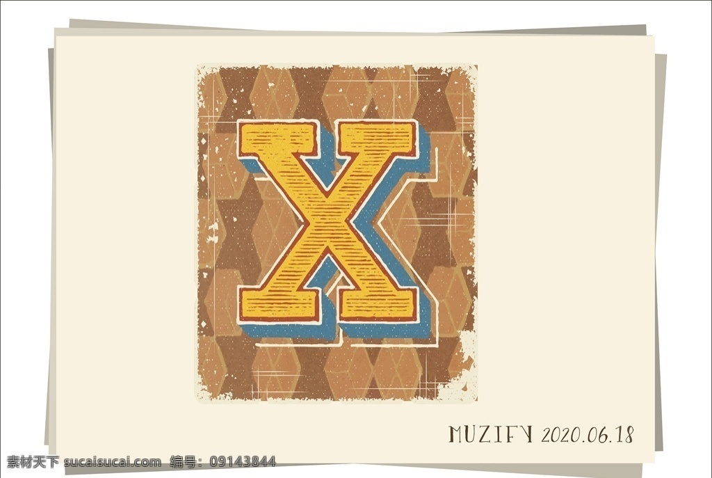 x 复古字母设计 复古 字体设计 英文字母 花式字体 做旧字体 立体效果 矢量 字体素材 logo设计