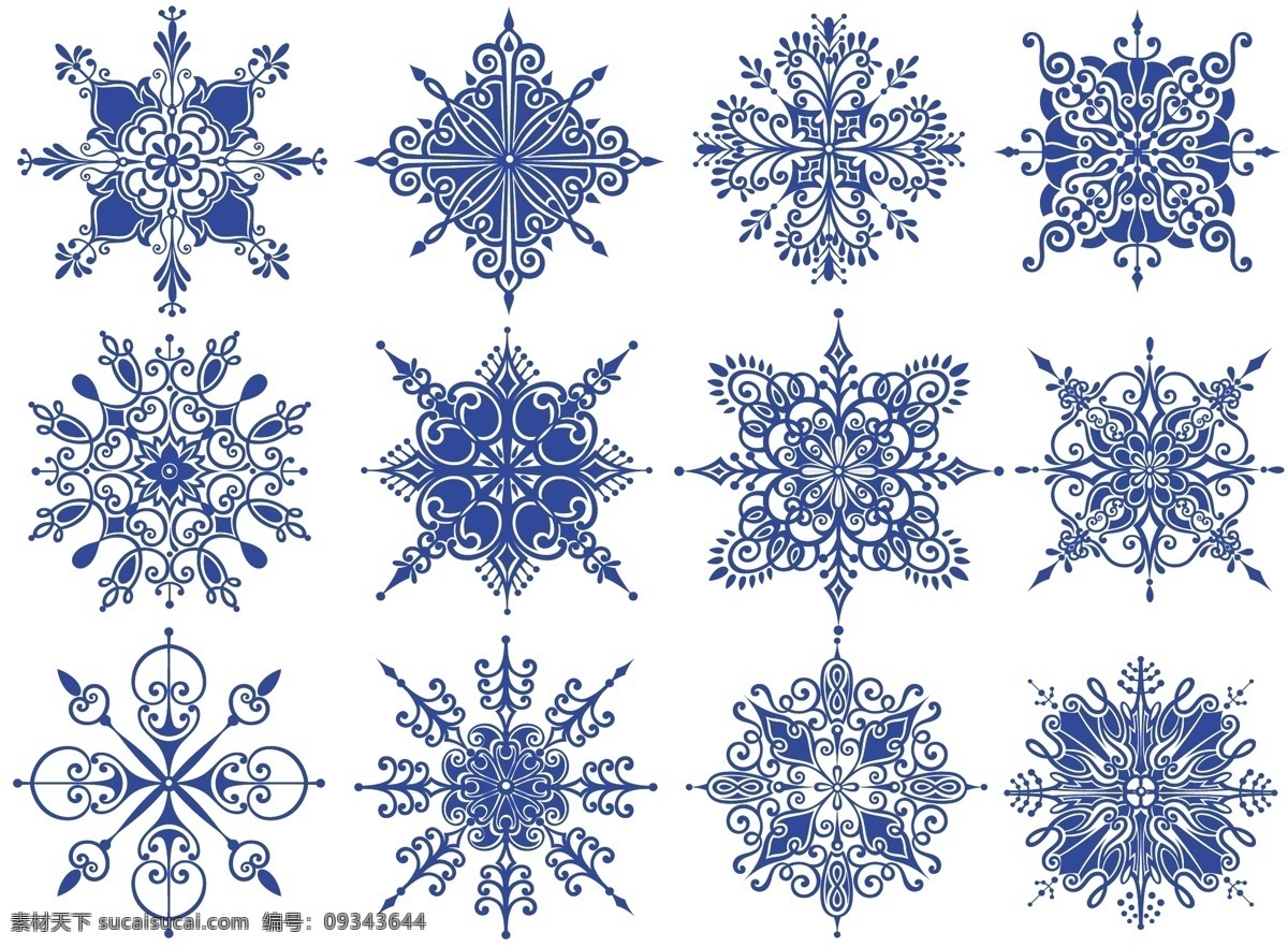 蓝色 花纹 雪花 冬季 矢量图 矢量 高清图片