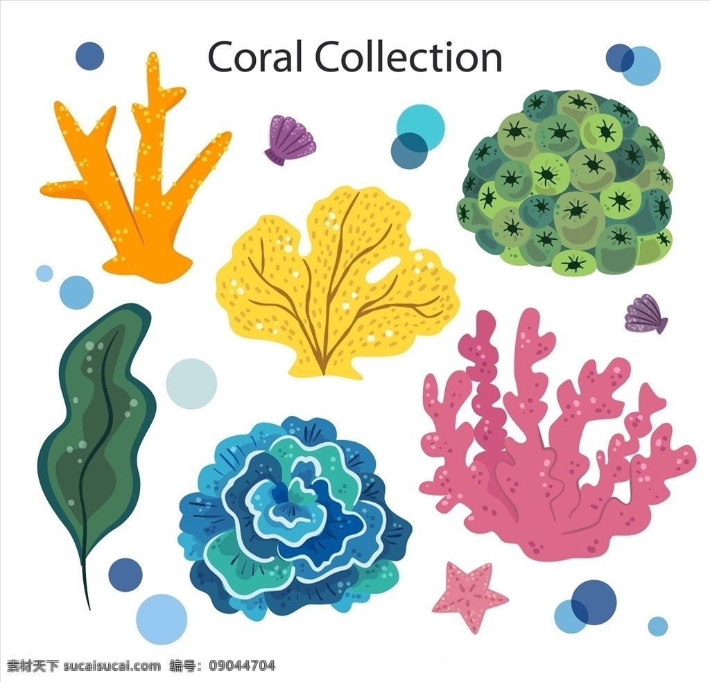 矢量 海带 海底 植物 海葵 海藻 海星 海洋 元素