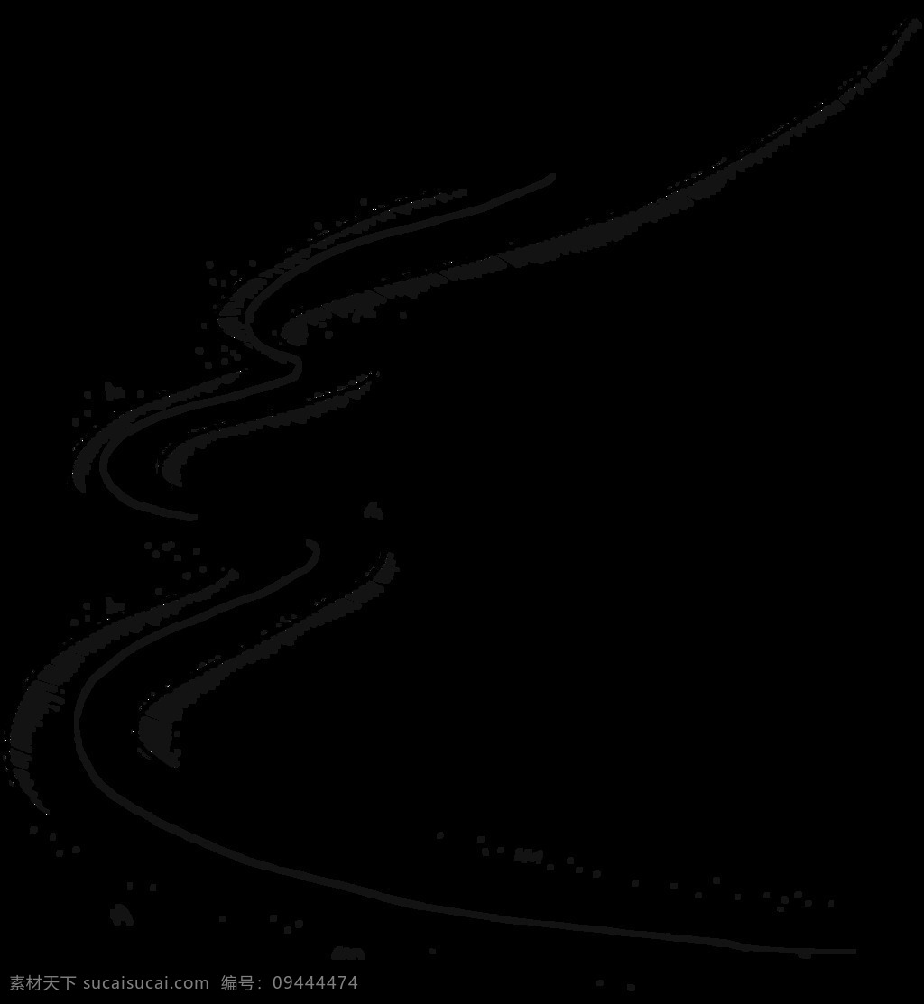 手绘 线条 河流 元素 简约 弯曲 免抠