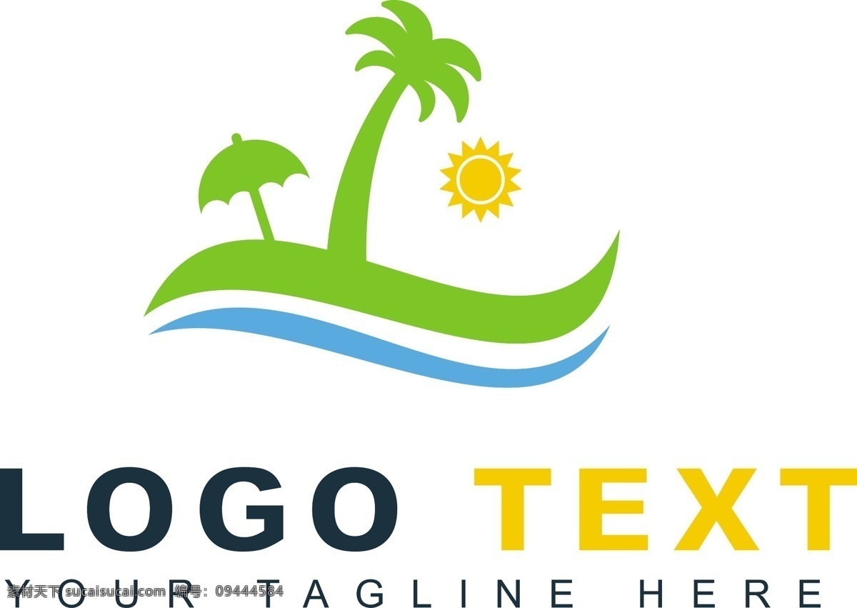 海滩旅游标志 标志 商业 水 夏季 波浪 海 海滩 阳光 假日 企业 创意 公司 企业形象 棕榈树 品牌 现代 自然 度假 象征 身份