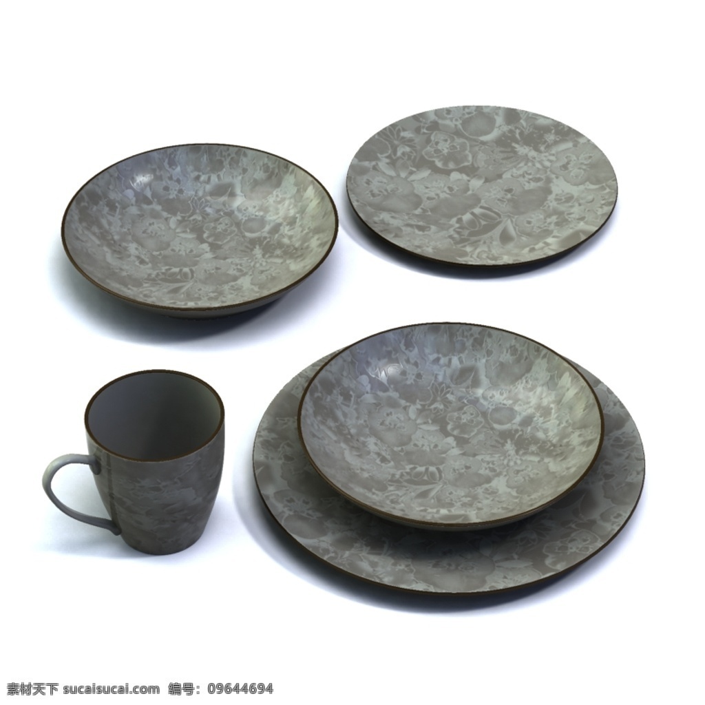 茶杯 餐 碟 模型 3d 3d模型 餐具 茶具 杯子 餐碟 源文件