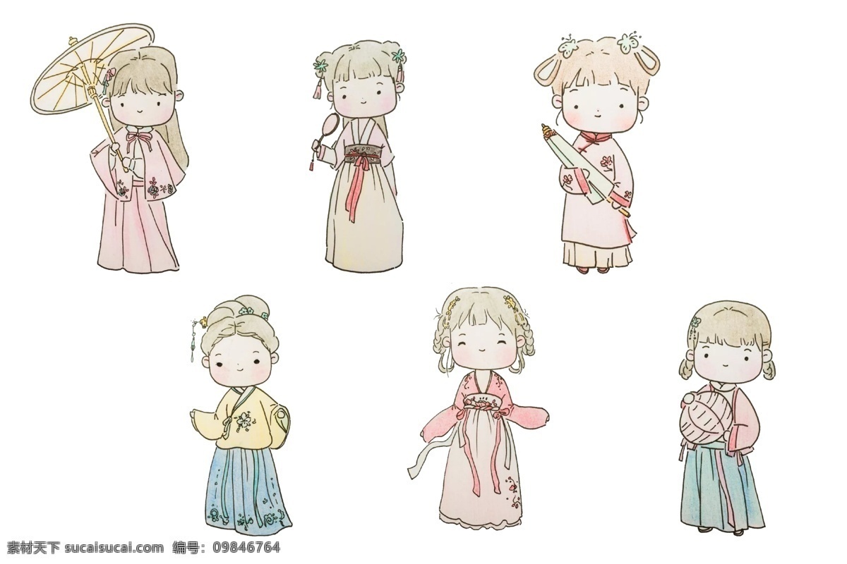 古代少女 卡通 动漫 人物 女性 卡哇伊 少女 女人 可爱 动漫动画