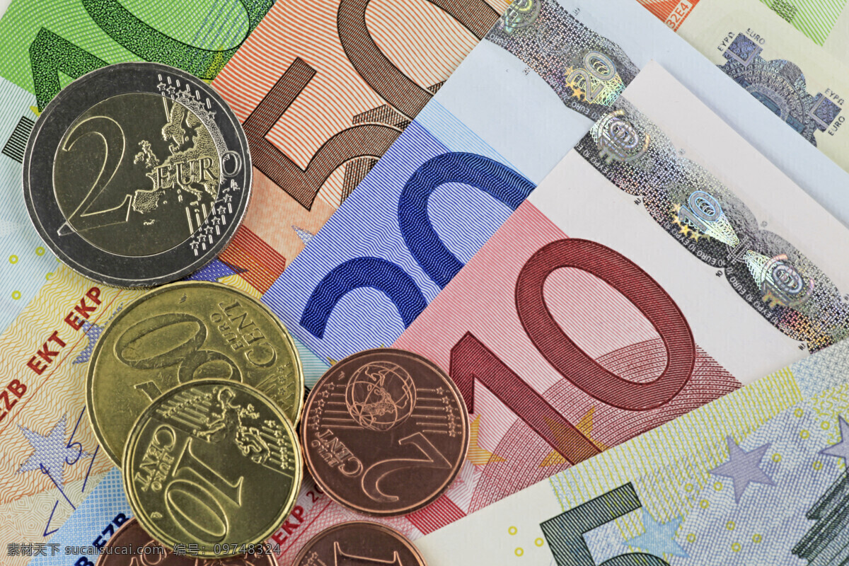欧元 纸币 硬币 金融 流通 货币 金融货币 商务金融