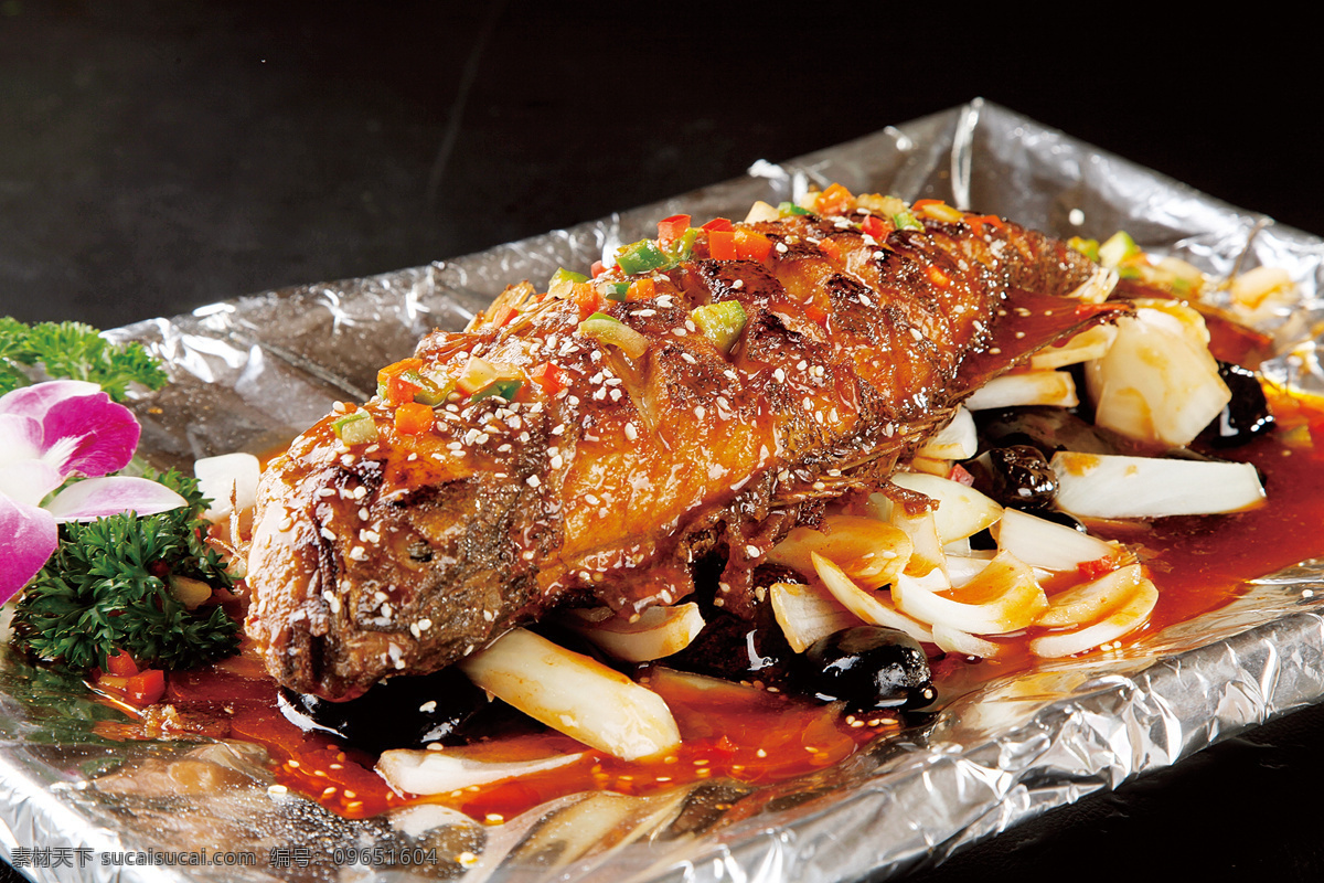 铁板烧汁鲈鱼 美食 传统美食 餐饮美食 高清菜谱用图