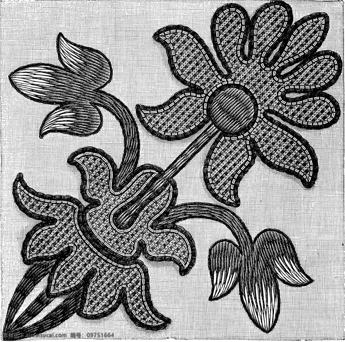 刺绣 小花 绣花 花边 花型 花边花纹 底纹边框