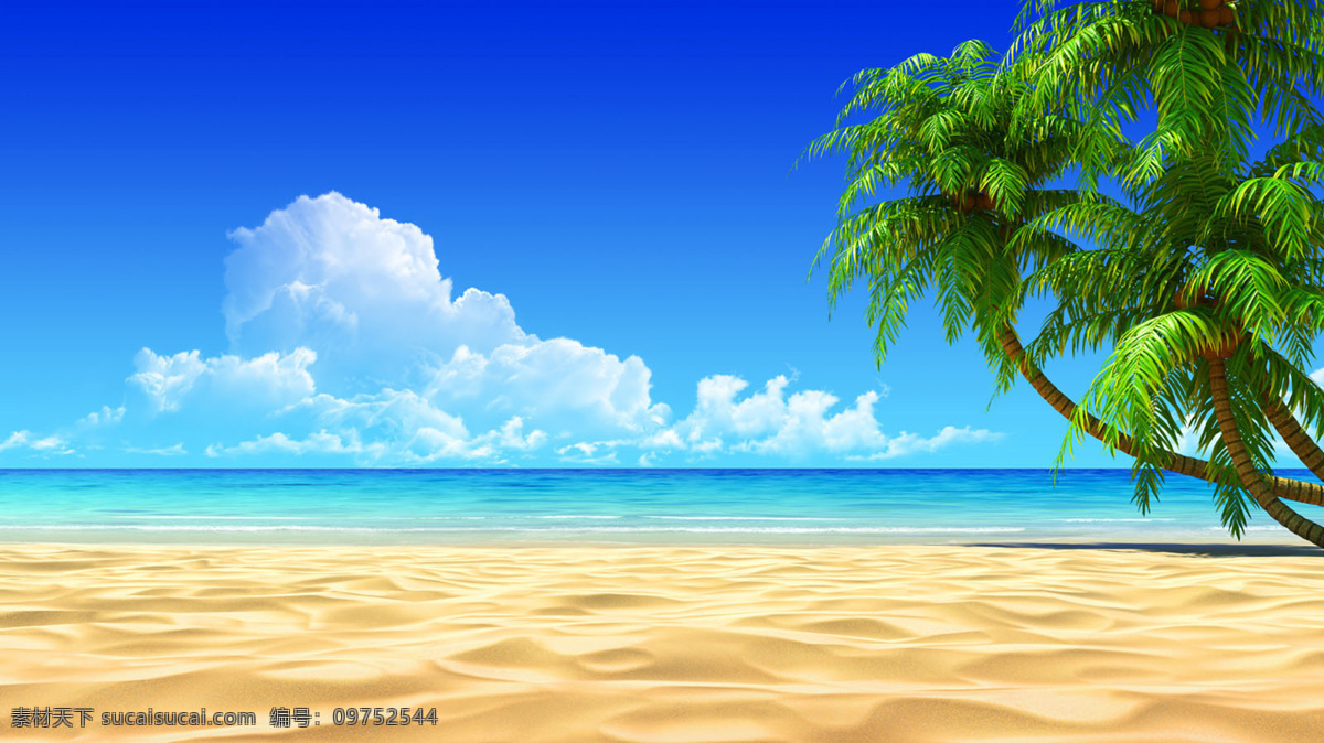 沙滩风景 风景 海边 海水 沙滩 蓝天白云 椰树 蓝色