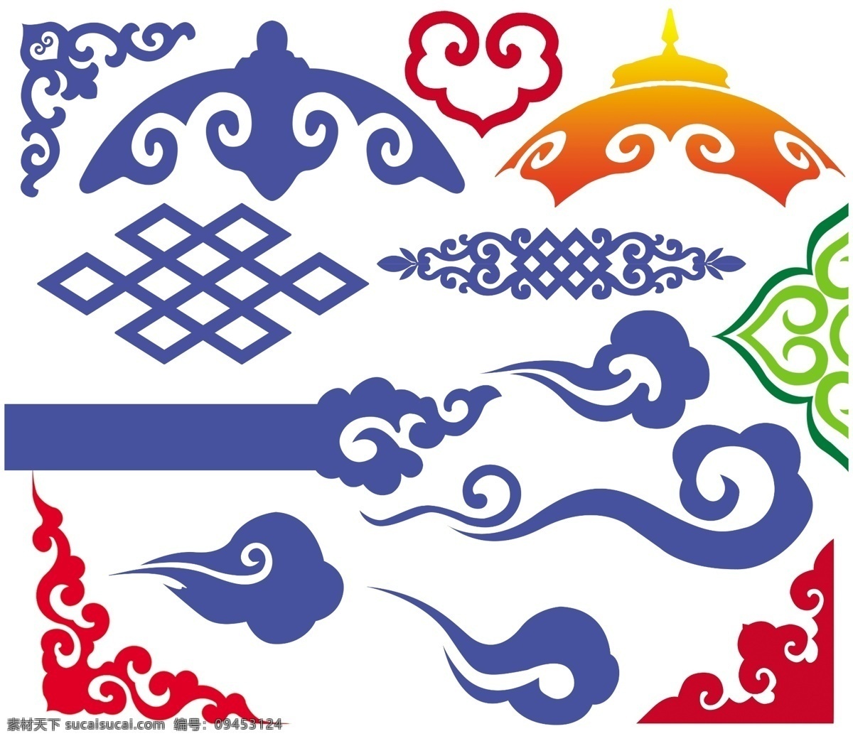 蒙古包 蒙古 花纹 云朵 蒙古花纹 蒙古花边 云 分层