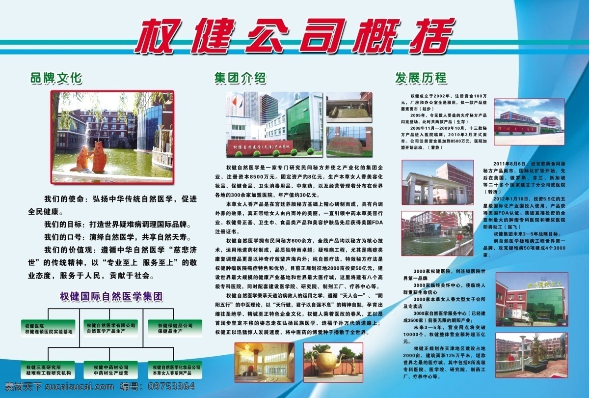 权 健 公司简介 板 公司 品牌 文化 集团介绍 发展历程 机构图 公司概括 展板模板 广告设计模板 源文件
