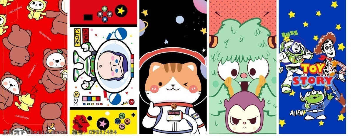 手机卡图片 太空猫 卡通怪兽 玩具总动员 游戏机 分层